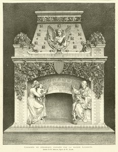 Cheminee en ceramique exposee par la maison Loebnitz, Dessin de M Sedille, figure de M Aller (engraving) بواسطة المدرسة الفرنسية