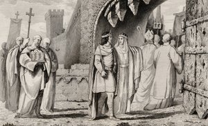 Chilperic I (539-84) في موكب ديني ، من "Histoire de France" بواسطة Colart ، تم نشره عام 1840 بواسطة المدرسة الفرنسية