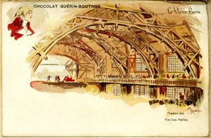 الشوكولاته Chromolithography شوكولاتة Guerin Boutron ، THE OLD PARIS ، Théâtre des Vieilles halles بواسطة المدرسة الفرنسية