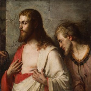 المسيح وسانت توماس (جزء) (زيت على قماش) بواسطة المدرسة الفرنسية