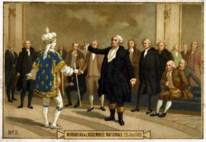 Chromolithography يمثل Honore Gabriel (Honore-Gabriel) Riqueti ، كونت ميرابو (1749-1791) في الجمعية الوطنية في 23 يونيو بواسطة المدرسة الفرنسية