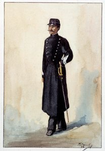 زي شرطة رقيب المدينة تحت الجمهورية الثانية. لوحة مائية حوالي عام 1870 بواسطة المدرسة الفرنسية