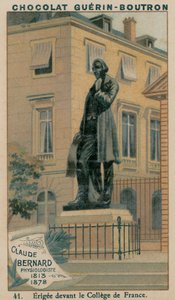 كلود برنارد ، عالم فسيولوجيا ، 1813-1878 ، نصب أمام كلية فرنسا بواسطة المدرسة الفرنسية