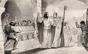 Clovis II (635-57) بيع الفضة والذهب من الضريح لإطعام الفقراء ، من "Histoire de France" بواسطة Colart ، تم نشره عام 1840 بواسطة المدرسة الفرنسية
