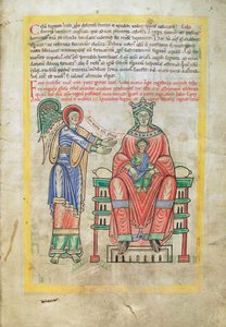 سمك القد. الجرف. 1 فالداخل. خط العرض. (9 ص) ، مادونا وطفل ، من Liber Floridus بقلم لامبرت دي سان أومير c.1120 بواسطة المدرسة الفرنسية