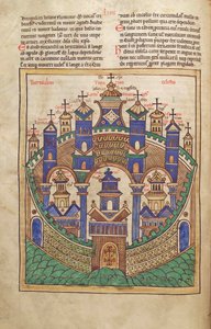 سمك القد. الجرف. 1 فالداخل. خط العرض. 43v ، مخطط القدس السماوية ، من Liber Floridus بقلم لامبرت دي سان أومير c.1120 بواسطة المدرسة الفرنسية