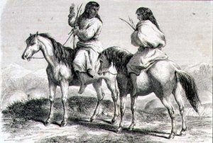 الهنود الكومانشيون في ستينيات القرن التاسع عشر (نقش) بواسطة المدرسة الفرنسية
