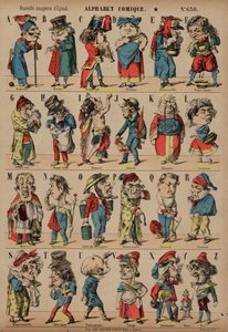 Comic alphabet (coloured engraving) بواسطة المدرسة الفرنسية