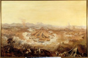 غزو الجزائر: "" معركة إسلي في 16/8/1844 التي تصور المغاربة الذين يدعمون عبد القادر أمام الفرنسيين "لوحة للمدرسة الفرنسية. 1844 باريس ، متحف أرمي بواسطة المدرسة الفرنسية