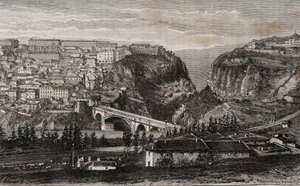 قسنطينة (الجزائر) - نقش في "" La France illustree: الجغرافيا والتاريخ والإدارة الإحصائية "بقلم V.A. الشعير براون. 1884 بواسطة المدرسة الفرنسية