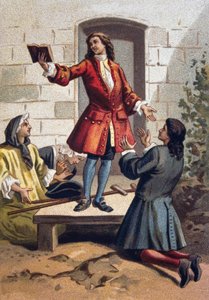ممارسات التشنج (Convulsionnaires of Saint-Medard) - Jansenism: المتشنجون (متعصبو Jansenist) من مقبرة Saint Medard (Saint-Medard) في عهد لويس الخامس عشر. الطباعة الحجرية الملونة حوالي عام 1890. بواسطة المدرسة الفرنسية
