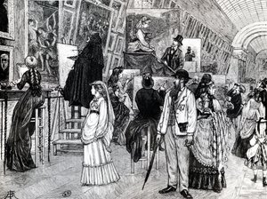 الناسخون في غراند غاليري في متحف اللوفر ، 1880 بواسطة المدرسة الفرنسية