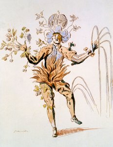 تصميم الأزياء للعناصر الأربعة في باليه محكم من القرن السابع عشر ، فاكس مصنوع من Guillaumot Fils (نقش ملون باليد) بواسطة المدرسة الفرنسية