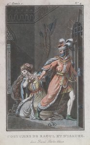 ازياء راؤول وإيزور ، من أوبرا راؤول باربي بلو ، 1790 بواسطة المدرسة الفرنسية
