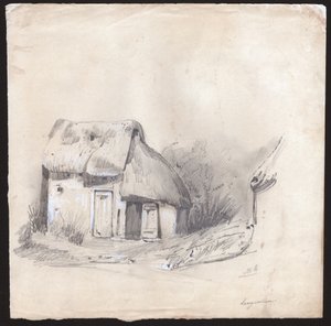 كوخ في فرنسا. (الرسم ، حوالي ١٨٣٠) بواسطة المدرسة الفرنسية