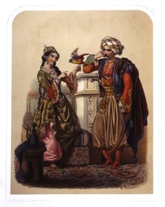 زوجان في تركيا، حوالي عام 1850 (صورة حجرية) بواسطة المدرسة الفرنسية