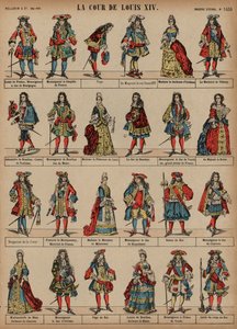 Court of King Louis XIV of France (coloured engraving) بواسطة المدرسة الفرنسية