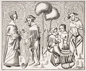 محكمة الحب في بروفانس ، بعد مخطوطة من القرن الرابع عشر ، من Le Moyen Age et La Renaissance بقلم Paul Lacroix (1806-1884) نشرت عام 1847 بواسطة المدرسة الفرنسية