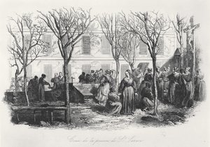 فناء سجن باريس سانت لازار ، ج. 1840 بواسطة المدرسة الفرنسية