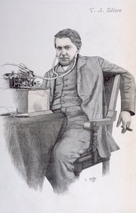 رسم توضيحي للغلاف من La Revue Illustree يصور توماس ألفا إديسون ، 1889 بواسطة المدرسة الفرنسية