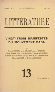 غلاف مجلة أدبية شهرية مخصصة لحركة دادا ، مايو 1920 بواسطة المدرسة الفرنسية