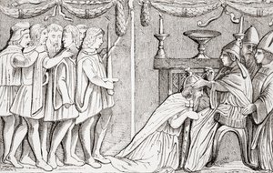 تتويج Sigismund كإمبراطور روماني مقدس من قبل البابا يوجين الرابع عام 1433 ، من L "Histoire Universelle Ancienne et Moderne ، نشر في ستراسبورغ c.1860 بواسطة المدرسة الفرنسية