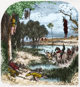 Crusade des Pastoureaux في عام 1251: حملة "العشيرة الصغيرة" ، الفلاحون ؛ تم استفزازه في عام 1251 من قبل أسر القديس لويس خلال الحملة الصليبية السابعة. نقش في "Histoire De France En Cent لوحات بواسطة Paul Lehugeur" 1891. بواسطة المدرسة الفرنسية