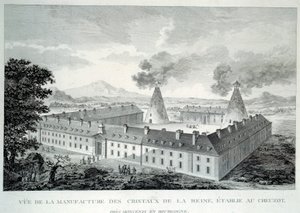أعمال كريستالية للملكة ماري أنطوانيت في Creusot بالقرب من Moncenis في بورغوندي. نقش من عام 1787. Le Creusot ، Ecomusee بواسطة المدرسة الفرنسية