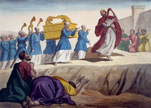 ديفيد يرافق تابوت العهد إلى القدس ، توضيح من التعليم المسيحي Listoire Sainte ، نشره Charles Delagrave ، باريس ، أواخر القرن التاسع عشر بواسطة المدرسة الفرنسية