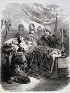 وفاة القديس لويس في فلسطين عام 1270 - في "تاريخ فرنسا" بقلم L.-P. Anquetil بواسطة المدرسة الفرنسية
