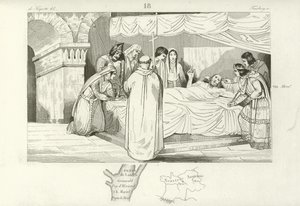 وفاة رجل الدولة الفرنجي Pepin of Heristal ، 714 بواسطة المدرسة الفرنسية