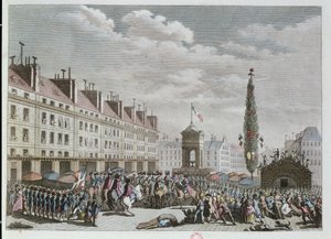 إعلان الدستور ، مكان الأبرياء ، باريس ، سبتمبر 1791 ، 1791 (نقش الألوان) بواسطة المدرسة الفرنسية