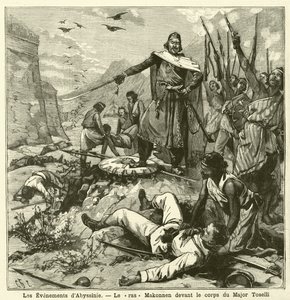 هزيمة الإيطاليين في معركة أمبا ألاجي ، الحرب الإيطالية الإثيوبية الأولى (نقش) بواسطة المدرسة الفرنسية