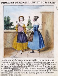 ضمائر الإيضاح والتملك (فتاتان تلعبان بالدمى) - في "" La grammaire en images "" بواسطة المدرسة الفرنسية