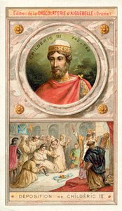 Deposition of Childeric III, 752 (chromolitho) بواسطة المدرسة الفرنسية