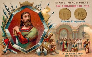 Deposition of Childeric III, 752 (chromolitho) بواسطة المدرسة الفرنسية
