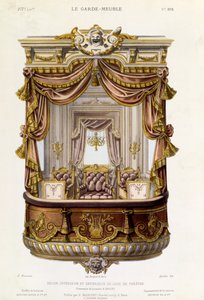 التصميم الداخلي والخارجي لصندوق المسرح ، التوضيح من مجلة Le Garde-Meuble ، c.1860 بواسطة المدرسة الفرنسية