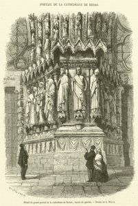 التفاصيل du Grand Portail de la cathedrale de Reims ، travee de gauche (نقش) بواسطة المدرسة الفرنسية