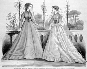 مستلزمات عروسين من مدام فلادري - في "" La Mode Illustrée "" بتاريخ 29/09/1867. بواسطة المدرسة الفرنسية