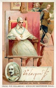 Diego Velasquez, Spanish painter, and portrait of Pope Innocent X (chromolitho) بواسطة المدرسة الفرنسية