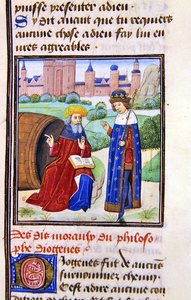 ديوجين ، من Histoire des Philosophes ، أواخر القرن الخامس عشر (رق) بواسطة المدرسة الفرنسية