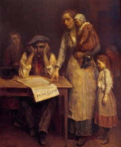 أثناء الإضراب ، أبلغت الأم عائلة من العمال الأب بمقال في صحيفة "La lutte sociale" لوحة مجهولة الهوية بواسطة المدرسة الفرنسية