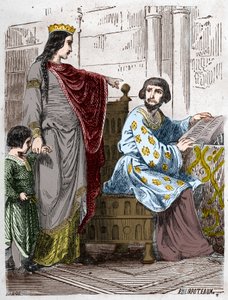 سلالة الكابيتيون: كونستانس دي آرل (986-1032) ، ملكة فرنسا ، مع روبرت الثاني الورع (972-1031). بواسطة المدرسة الفرنسية