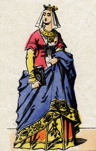 سلالة فالوا: صورة شارلوت دي سافوا (1441-1483) ملكة فرنسا ، زوجة لويس الحادي عشر ملك فرنسا ، والمعروفة باسم الحكمة (1423-1483). تصوير إبينال من نهاية القرن التاسع عشر. مجموعة خاصة. بواسطة المدرسة الفرنسية