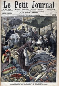 زلزال صقلية ، كالابريا 1909 "مجلة لو بيتي" في يناير 1909 (نقش) بواسطة المدرسة الفرنسية