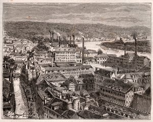 Elbeuf - Seine-Maritime - نقش في "فرنسا اللامعة: الجغرافيا والتاريخ والإدارة الإحصائية" بواسطة VA Malt-Brown. 1884 بواسطة المدرسة الفرنسية