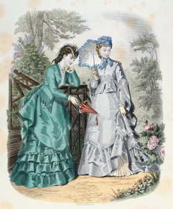 المرأة الأنيقة في الحديقة ، من La Mode Illustrée ، 1871 بواسطة المدرسة الفرنسية
