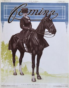 إليزابيث (1876-1965) ملكة البلجيكيين ، من غلاف مجلة Femina ، 15 يوليو 1910 بواسطة المدرسة الفرنسية