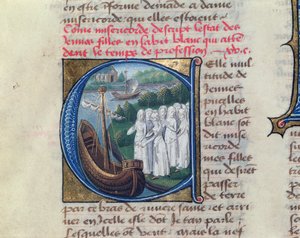 انطلاق راهبات الأعمال الخيرية في فندق Dieu de Paris ، من Le Livre de Vie Active de l&39;Hotel Dieu بواسطة Jean Henry ، c.1482 بواسطة المدرسة الفرنسية