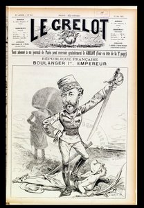 الإمبراطور بولانغر الأول ، كاريكاتير من الغلاف الأمامي لـ Le Grelot ، 29 مايو 1887 بواسطة المدرسة الفرنسية
